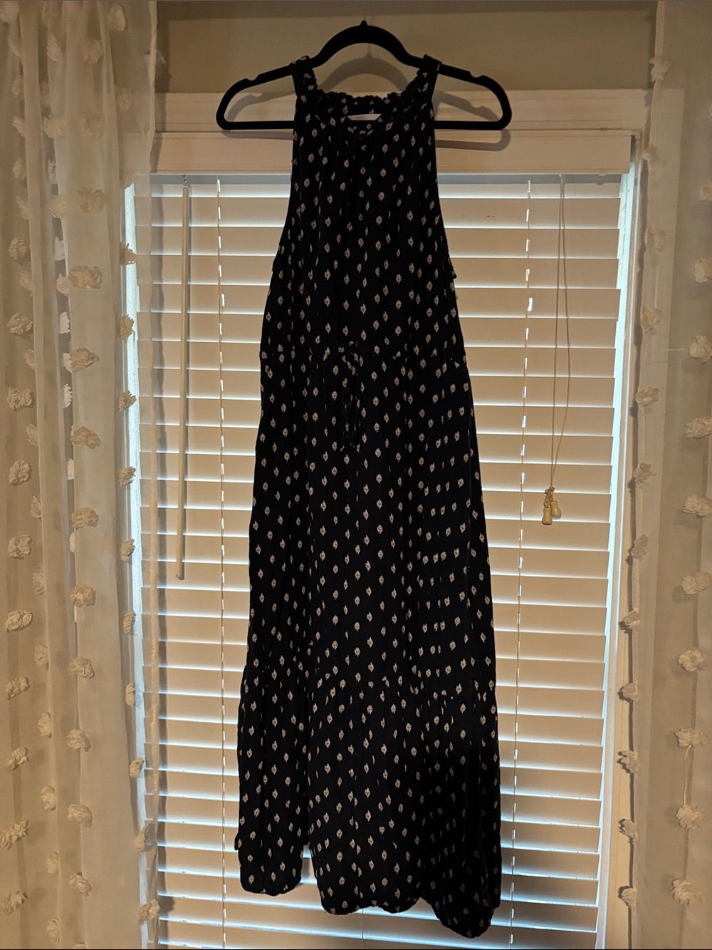 Time and Tru Navy Maxi Dress with White Diamond Print